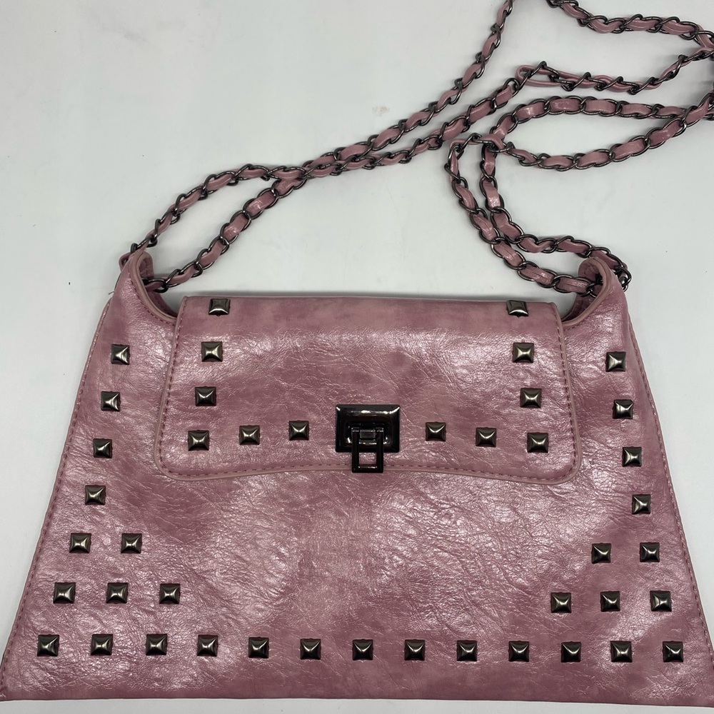Studded Pink Leather Women's Bag